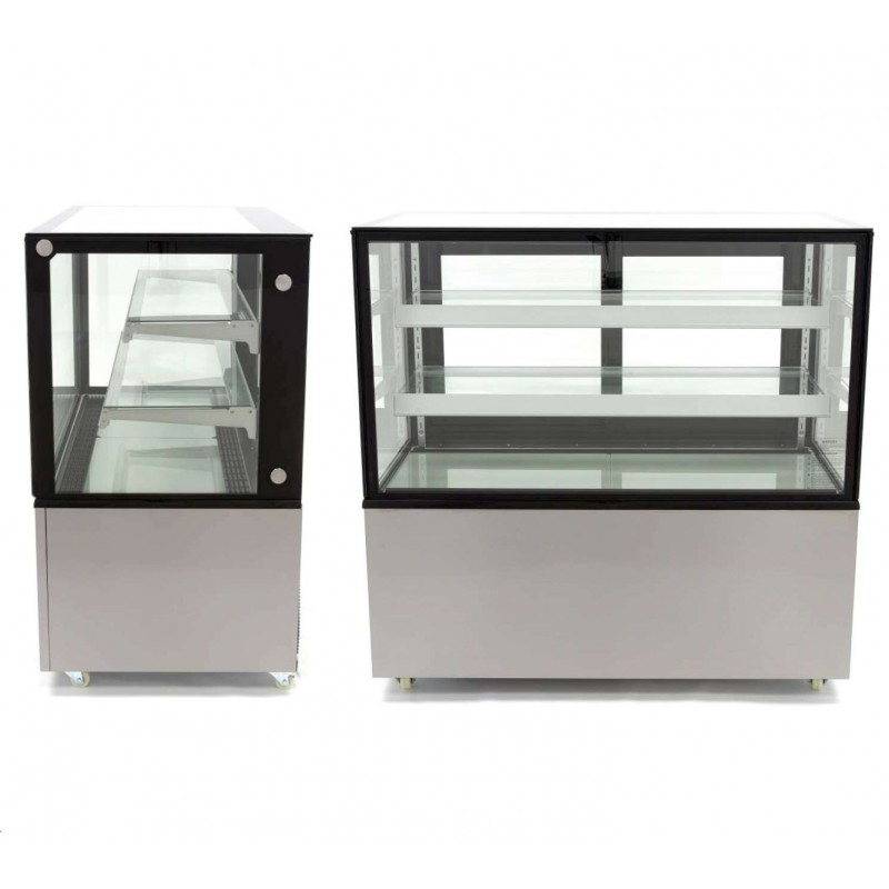 Vitrina Mostrador Refrigerada Ventilada Total Cristal Recto con 2 estantes de cristal 915X675X1215h mm Línea Pekín XC270Z