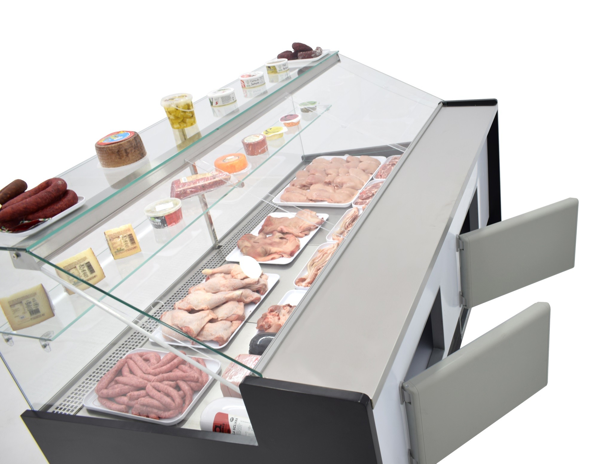Vitrina Refrigerada Expositora de 2 metros Fondo 1100 Frío Ventilado - Exposición Inoxidable - Línea