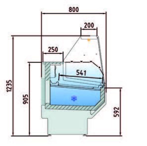Vitrina Refrigerada Cristal Recto Fondo 800 dim.1055x800x1235h mm Línea Córdoba VED-8-10-R