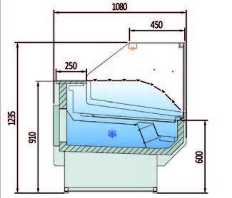 Vitrina Refrigerada Cristal Recto Fondo 1100 dim.1055x1100x1235h mm Línea Córdoba VED-10-10-R-TF