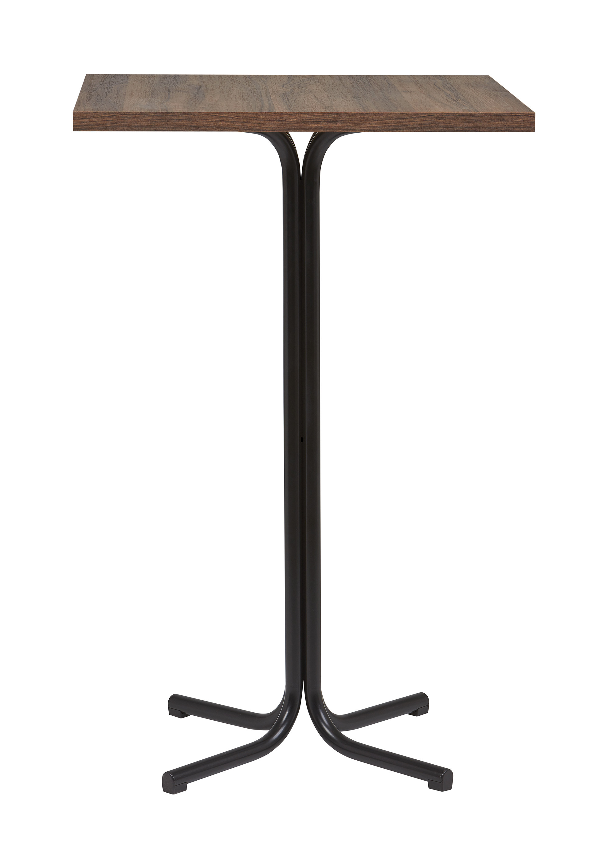 Mesa Alta Interior  Armazón Plastificado Negro con Tablero de Melamina Nogal 60x60 cm TRUJILLO NOG