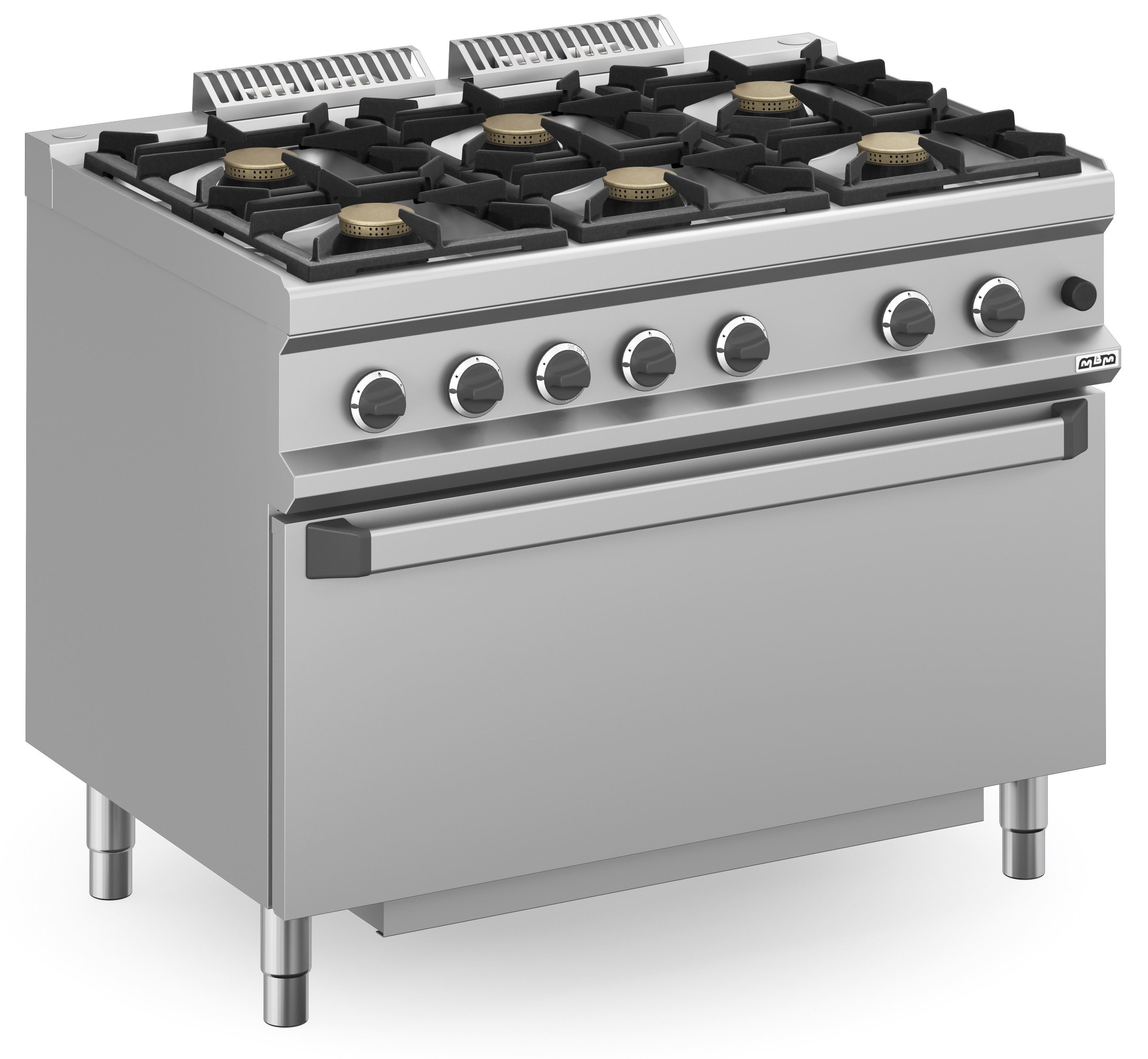 Cocina a gas 6 fuegos 6x5,5 Kw con Horno EXTRA GRANDE a Gas MFB711FGMXS MAGISTRA PLUS 700