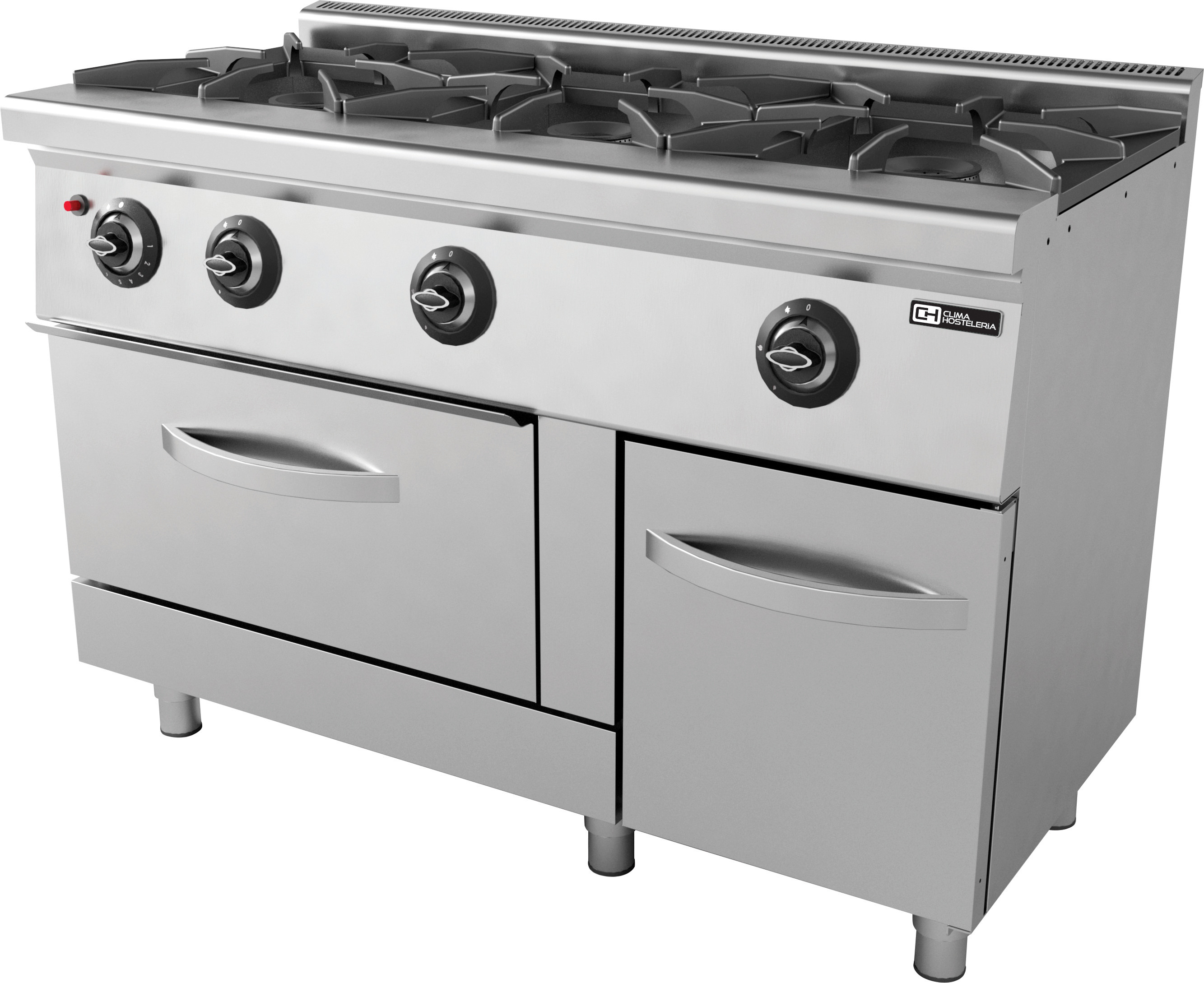 Cocina a gas con horno 3 fuegos Gran Potencia 3x8,65 kW 1200x664x850h mm EMP6KG031 Línea 600 Estambu