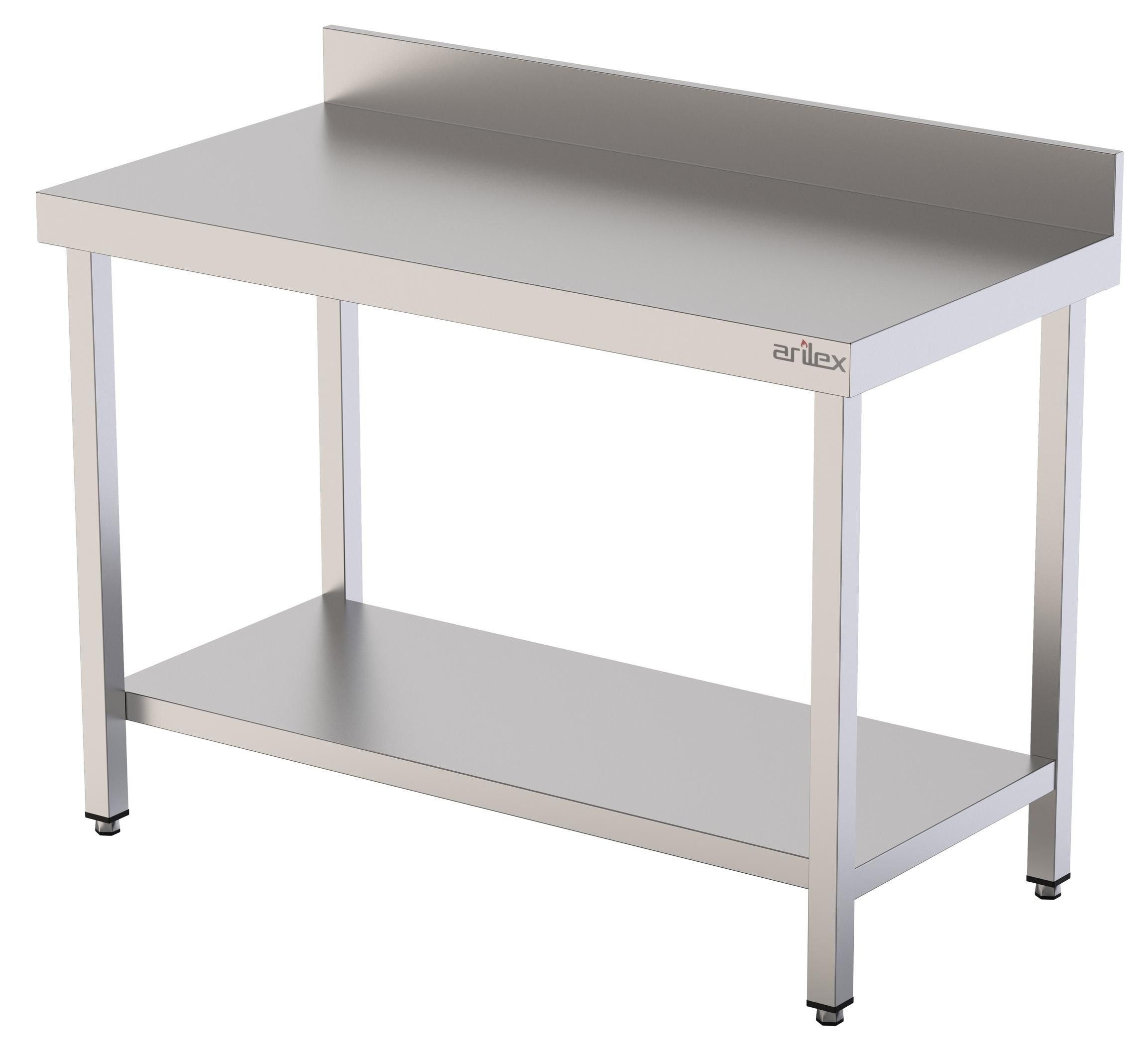 Mesa Mural acero inoxidable AISI 304 con estante 1500x600x850 mm