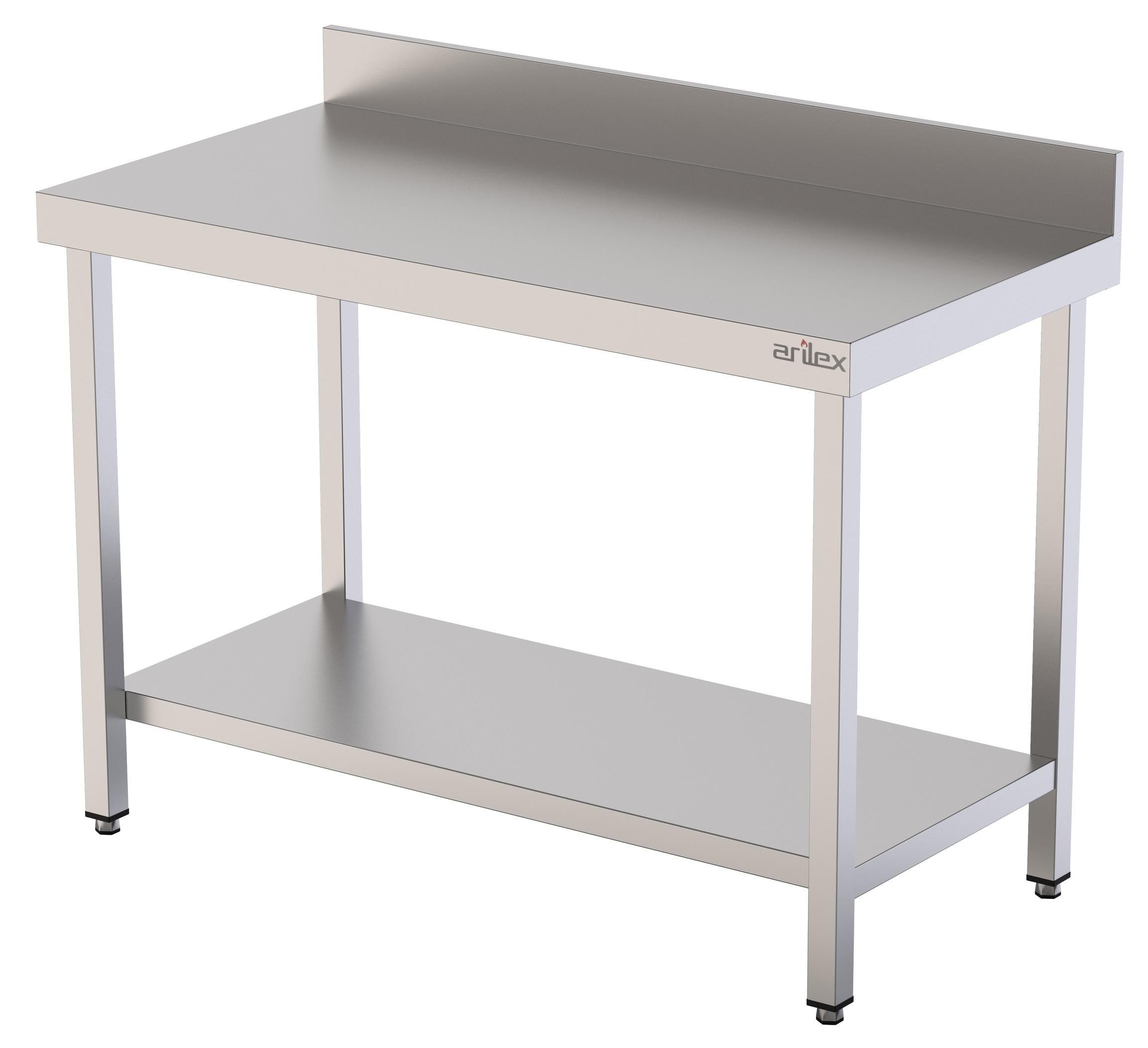 Mesa Mural acero inoxidable AISI 304 con estante 1000x700x850 mm