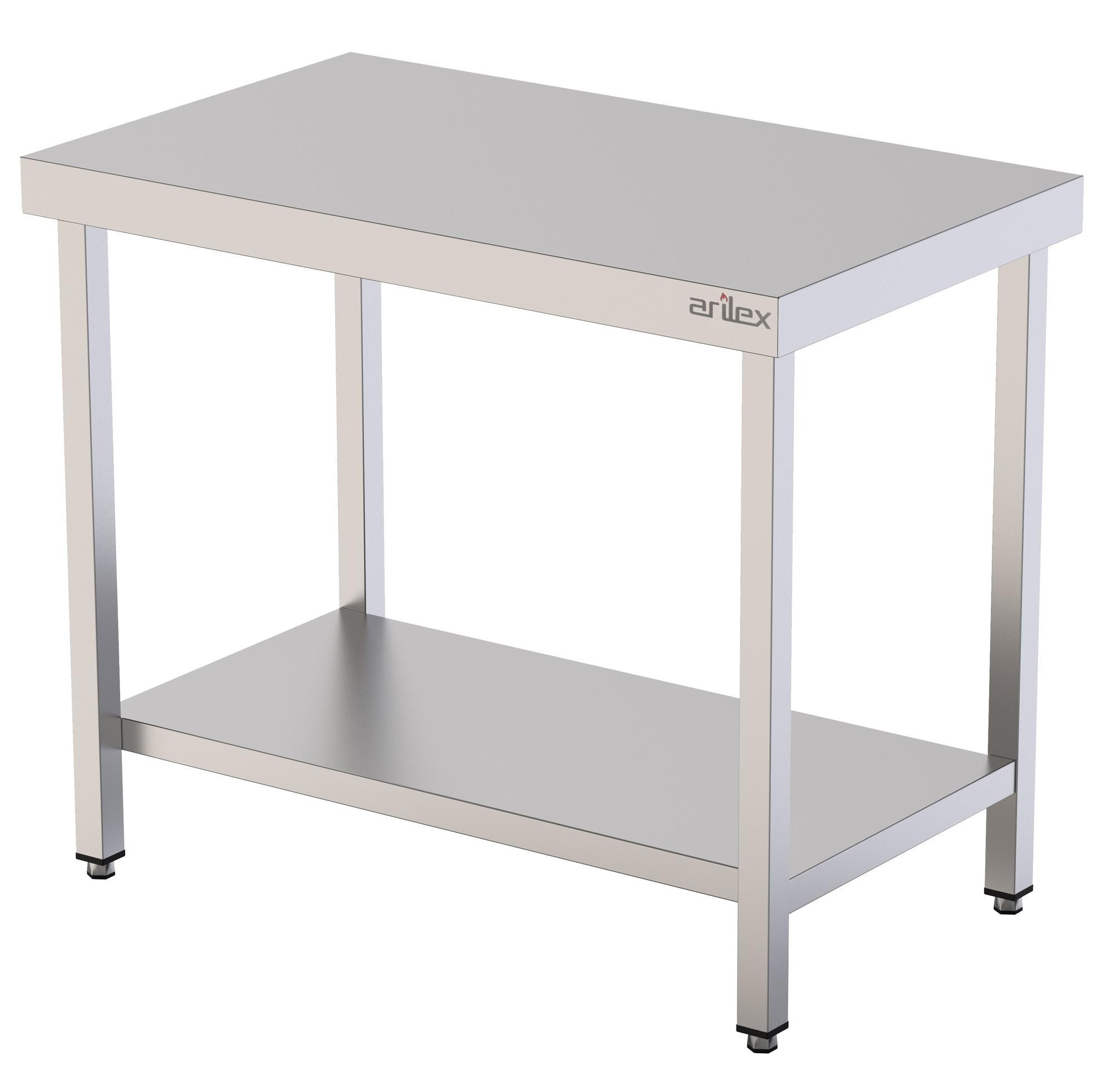Mesa Central acero inoxidable AISI 304 con estante 1000x600x850 mm