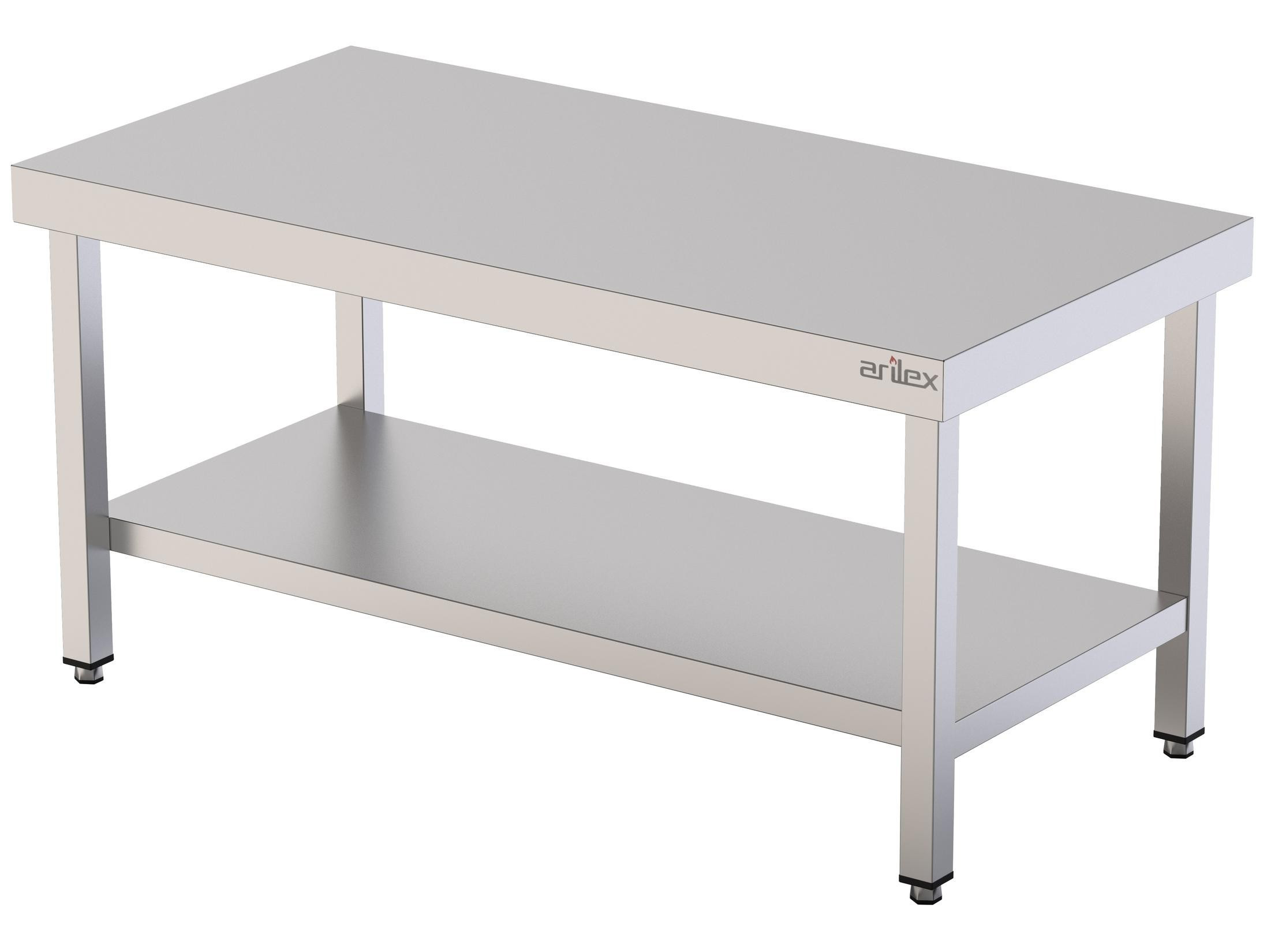 Mesa Central Baja acero inoxidable AISI 304 con estante 2000x600x600 mm